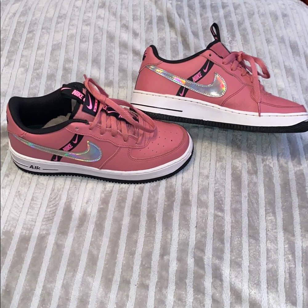 Pink Black and White Nike Air Force Ones